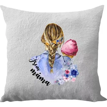 Polštář Polštář bílý 40x40 cm - dlouhý chlup Jsem máma - holčička