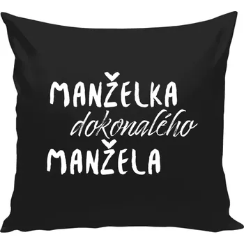 Polštář Polštář černý 40x40 cm Manželka dokonalého manžela