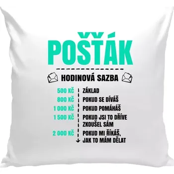 Polštář Polštář bílý 40x40 cm Hodinová sazba - pošťák