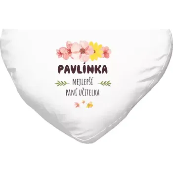 Polštář Polštář srdce 40x35 cm Nejlepší paní učitelka - růžové květy