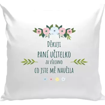 Polštář Polštář bílý 40x40 cm Děkuji, paní učitelko, za všechno co jste mě naučila