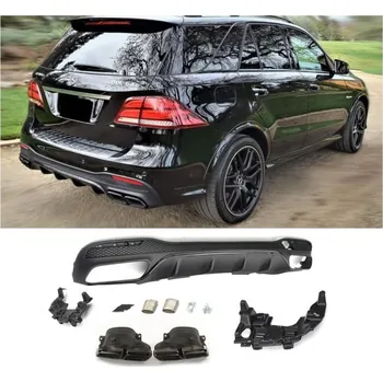 Nárazník PROTEC Difuzor zadního nárazníku MERCEDES GLE W166 09/2015 LOOK AMG KONCOVKY ČERNÉ