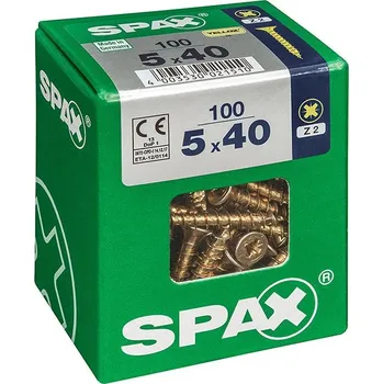 Vrut Spax Yellox Univerzální vrut, ø 5 × 40 mm, drážka: PZ 2, 100 ks 4081020500407