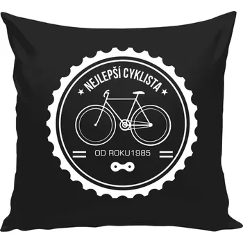 Polštář Polštář černý 40x40 cm Nejlepší cyklista od roku