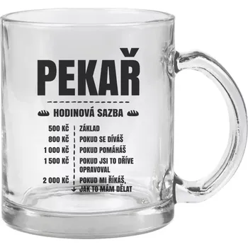 Hrnek 330 ml - skleněný Hodinová sazba - pekař