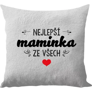 Polštář Polštář bílý 40x40 cm - dlouhý chlup Nejlepší maminka ze všech