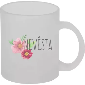 Hrnek 330 ml - skleněný matný Nevěsta - červené květiny