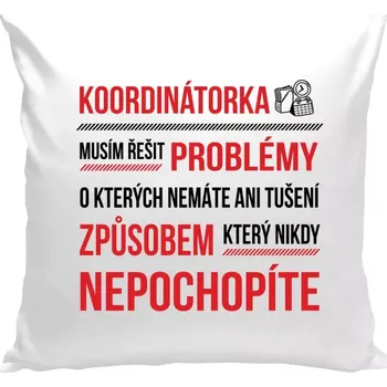 Polštář Polštář bílý 40x40 cm Musím řešit problémy - koordinátorka
