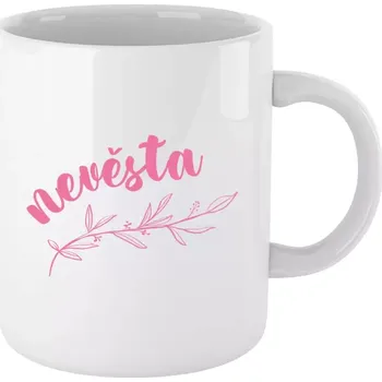Hrnek pro nevěstu - Nevěsta - s větvičkou - bílý 330 ml