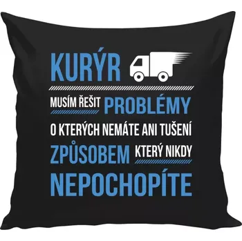 Polštář Polštář černý 40x40 cm Musím řešit problémy - kurýr