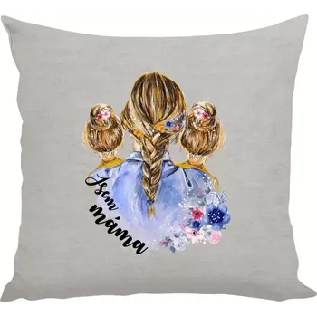 Polštář Polštář lněný 40x40 cm Jsem máma - dvě holky