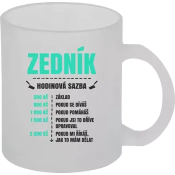 Hrnek 330 ml - skleněný matný Hodinová sazba - zedník