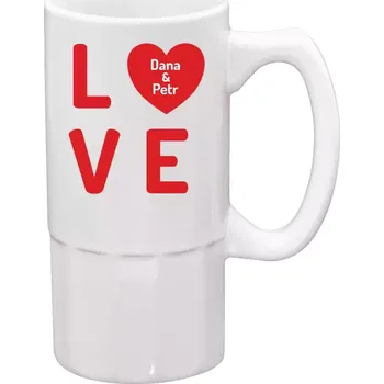 Sklenice Půllitr bílý vysoký Love se jmény