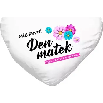Polštář Polštář srdce 40x35 cm Můj první den matek - květiny