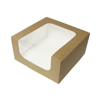 Krabička na výslužku Papírová krabička s průhledným okénkem 22x22x11 cm