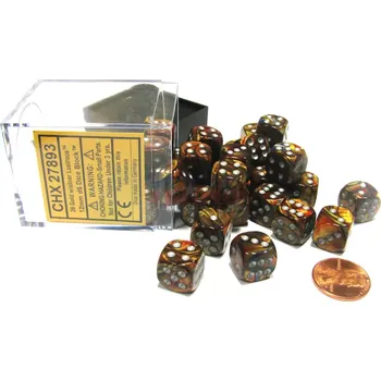 Hrací kostka Kostka D6 12mm - zlatá/hnědá (Chessex)