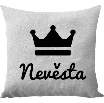 Polštář Polštář bílý 40x40 cm - dlouhý chlup Nevěsta - korunka