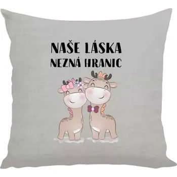 Polštář Polštář lněný 40x40 cm Naše láska nezná hranic