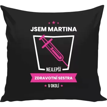 Polštář Polštář černý 40x40 cm Nejlepší v okolí - zdravotní sestra