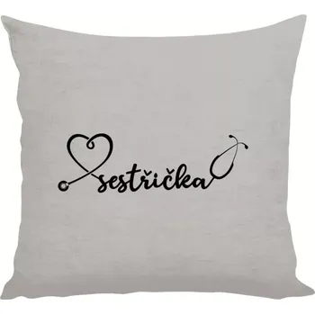 Polštář Polštář lněný 40x40 cm Sestřička - stetoskop