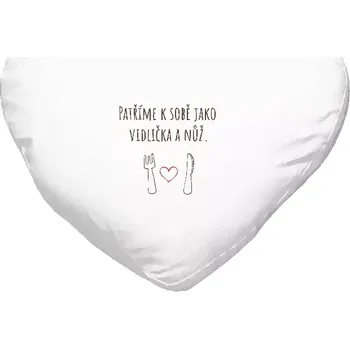 Polštář Polštář srdce 40x35 cm Patříme k sobě jako vidlička a nůž