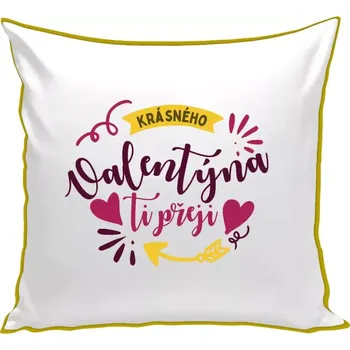 Polštář Polštář barevný 32x32 cm Krásného Valentýna ti přeji