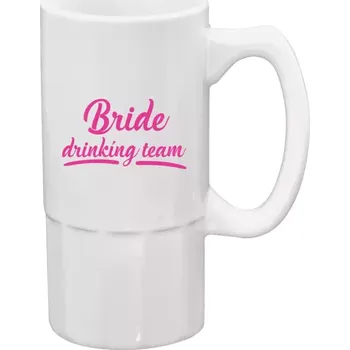 Sklenice Půllitr bílý vysoký Bride drinking team