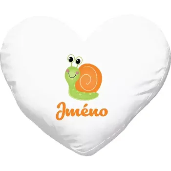 Polštář Polštář srdce 40x35 cm Šnek se jménem