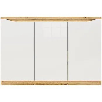 Ložnice BRW NUIS skříňka KOM3D, dub wotan/bílý lesk