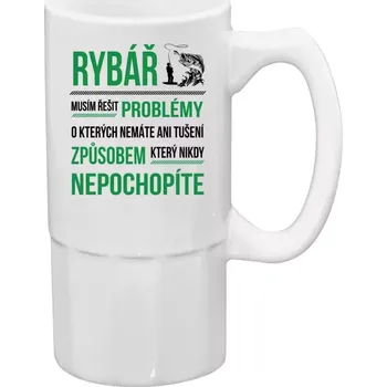 Sklenice Rybářský půllitr - Musím řešit problémy - rybář - 500 ml