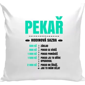 Polštář Polštář bílý 40x40 cm Hodinová sazba - pekař