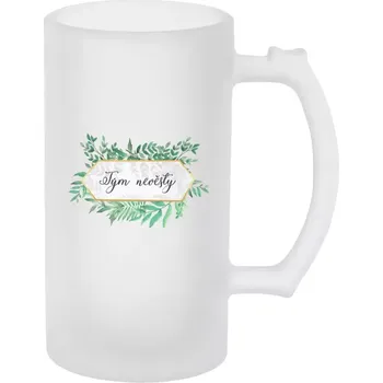 Sklenice Půllitr skleněný matný Tým nevěsty - zelené listy