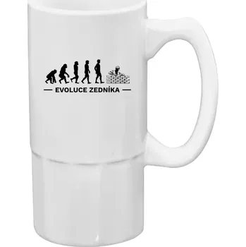 Sklenice Půllitr bílý vysoký Evoluce - zedník