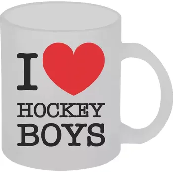 Hrnek 330 ml - skleněný matný I love hockey boys