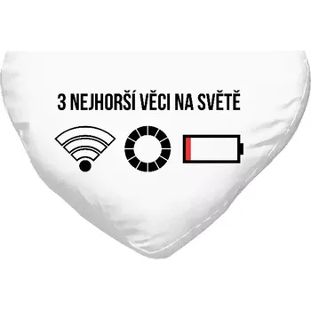 Polštář Polštář srdce 40x35 cm Tři nejhorší věci na světě