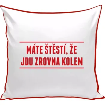 Polštář Polštář barevný 32x32 cm Máte štěstí, že jdu zrovna kolem
