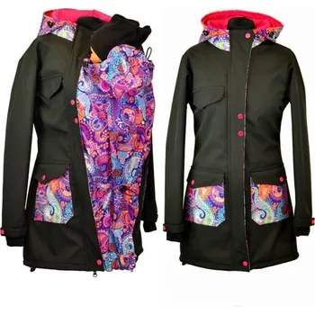 Softshellový nosící kabát 2v1 - černý/ornamenty Velikost: S