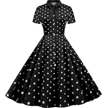 Dámské šaty Vintážní šaty s mašli u krku Velikost: S, Barva (Varianta): 1434-004