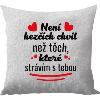 Polštář Polštář bílý 40x40 cm - dlouhý chlup Není hezčích chvil než těch, které strávím s tebou