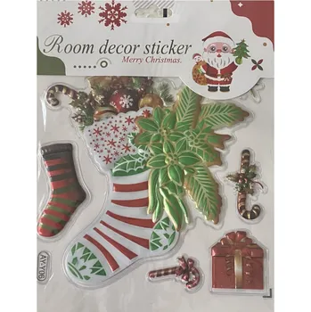 Vánoční dekorace Vánoční samolepky na okno - Vánoční ponožka (16 x 22 cm)