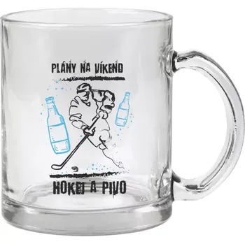 Hrnek 330 ml - skleněný Plány na víkend - hokej a pivo