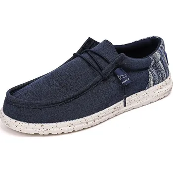 Pánské mokasíny Pánské plátěné boty vzorované loafers se šňůrkami Barva: Modrá, Velikost: 46