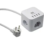Přepěťová ochrana zásuvka + USB, 350 J, 1,5 m, 3 zásuvky + 4 USB, bílá 553024