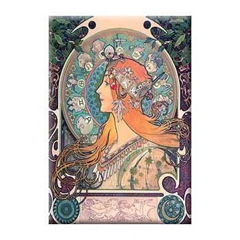 Dekorativní magnet Plumeria Plu - Magnetka Alphons Mucha, The Zodiac - 8 x 5,5 cm