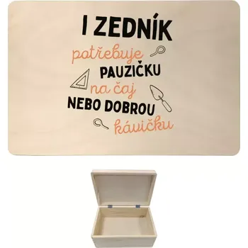 Úložný box Dřevěný box s víkem I zedník potřebuje pauzičku