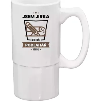 Sklenice Půllitr bílý vysoký Nejlepší v okolí - podlahář