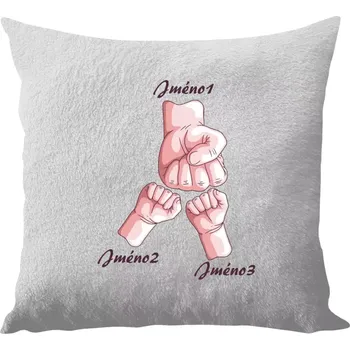 Polštář Polštář bílý 40x40 cm - dlouhý chlup Ručičky se jménem