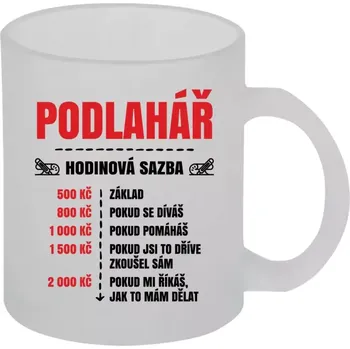 Hrnek 330 ml - skleněný matný Hodinová sazba - podlahář