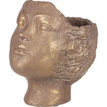 Stojan na květiny Autronic Obal na květiny betonový, tvar hlavy, barva měděná BMO3574 COP
