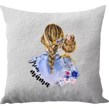 Polštář Polštář bílý 40x40 cm - dlouhý chlup Jsem máma - holka